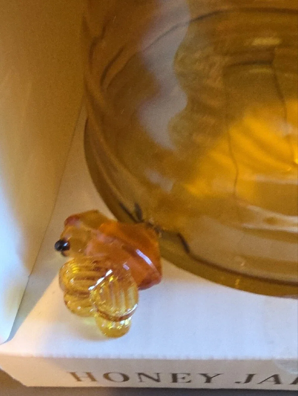 Amber Glass Honey Jar with Dipper